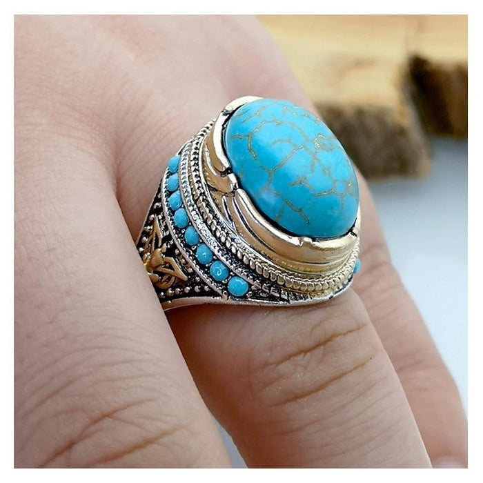 Personality Fashion Vintage Turquoise Men's Ring