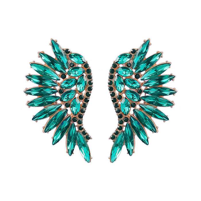 Women's coloured Rhinestone Fan-shaped Wing Earrings