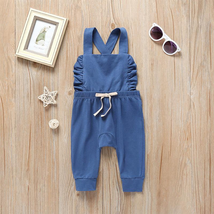 Baby Girls' Summer Striped Suspender Jumpsuit