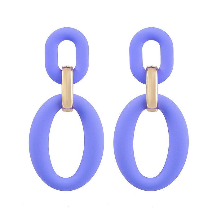 Fashion Simple Pure colour Haze Blue Stud Earrings