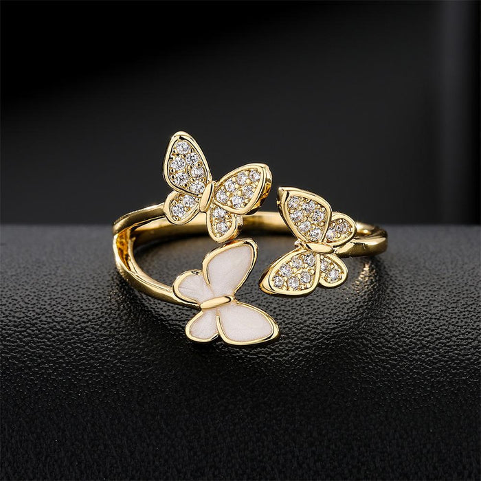 Hot Selling New Zircon Butterfly Opening Ring