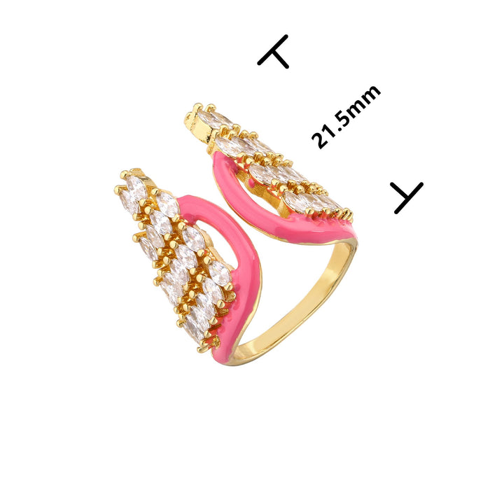 Micro Zircon Inlaid Color Oil Dripping Wing Ring