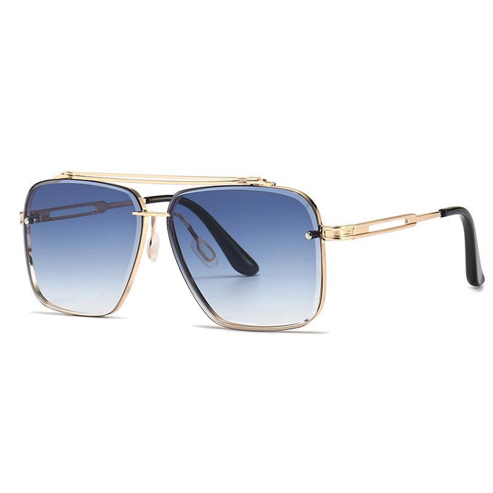 Men's and women's square metal double beam Sunglasses