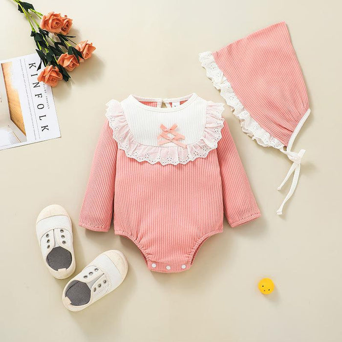 Baby Pink Cute Bodysuit With Hat