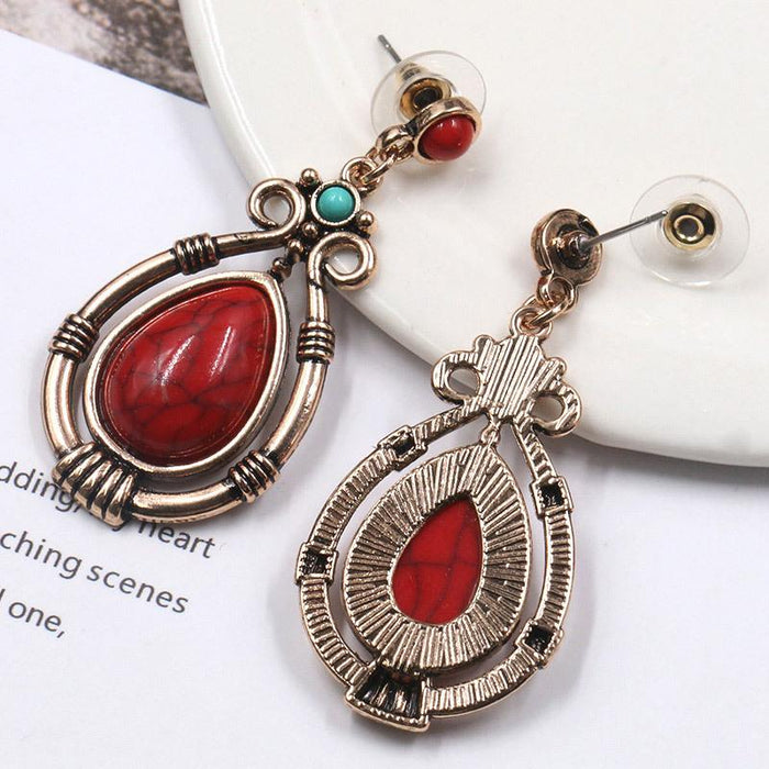 New Fashion Retro Palace Water Drop Alloy Earrings Jewelry