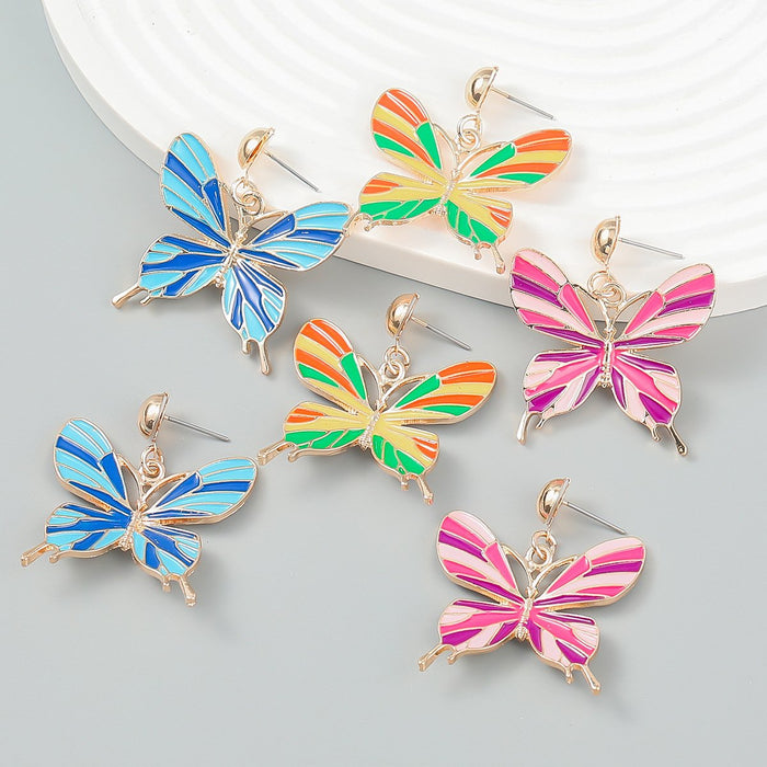 New Bohemian Style Butterfly Oil Dropping Earrings