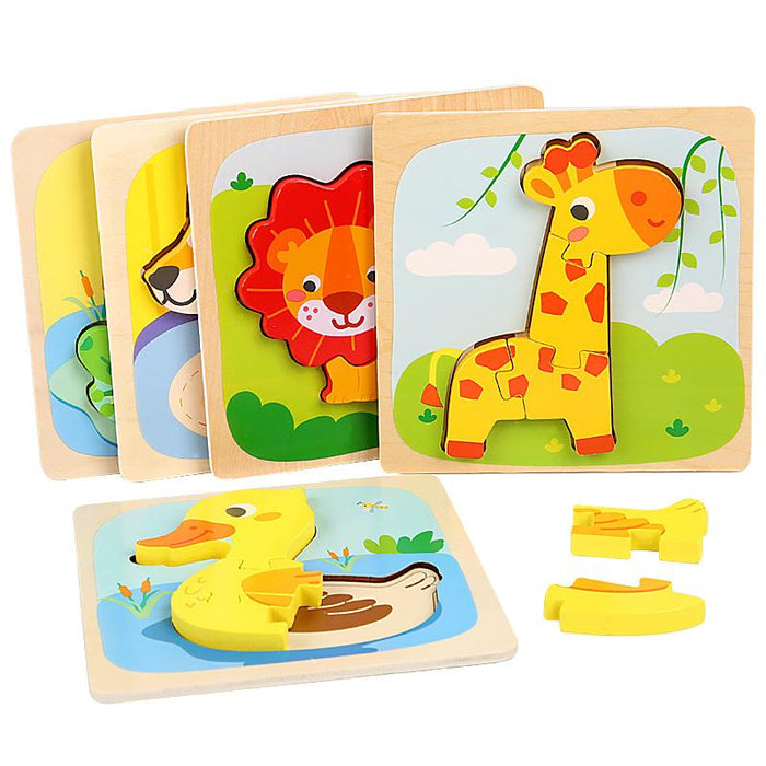 Wooden children cartoon three-dimensional jigsaw puzzle early education toy