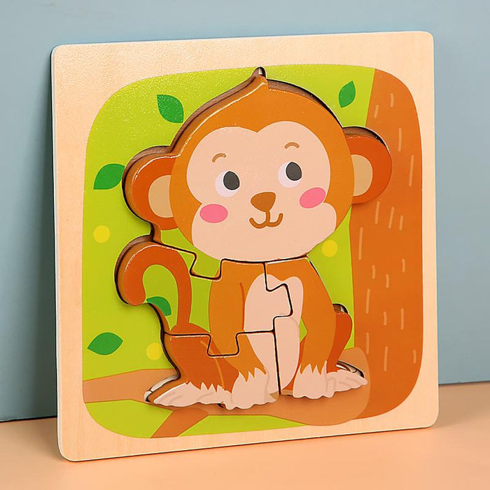 Wooden Children Cartoon Three-dimensional Puzzle Toy