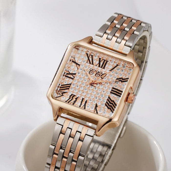 Fashionable New Square Simple Roman Digital Quartz Watch Llz20035