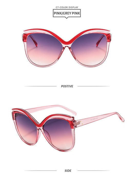 Large butterfly frame cat's eye women's colour Sunglasses