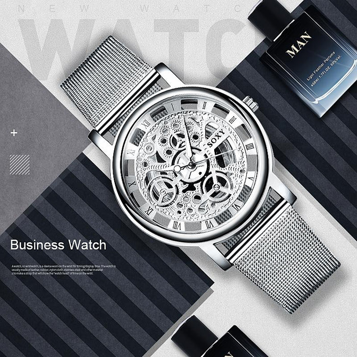 Hollow Steel Watches Men Retro Hombre Quartz Wrist Watch