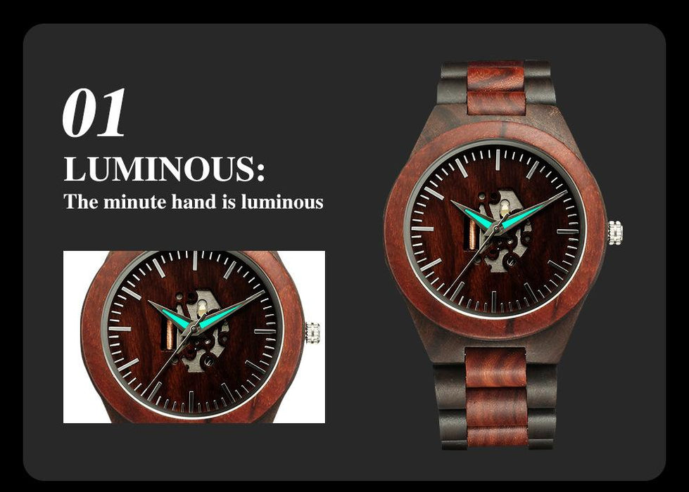 New Men's Hollow Wooden Watch Wooden Quartz Watch