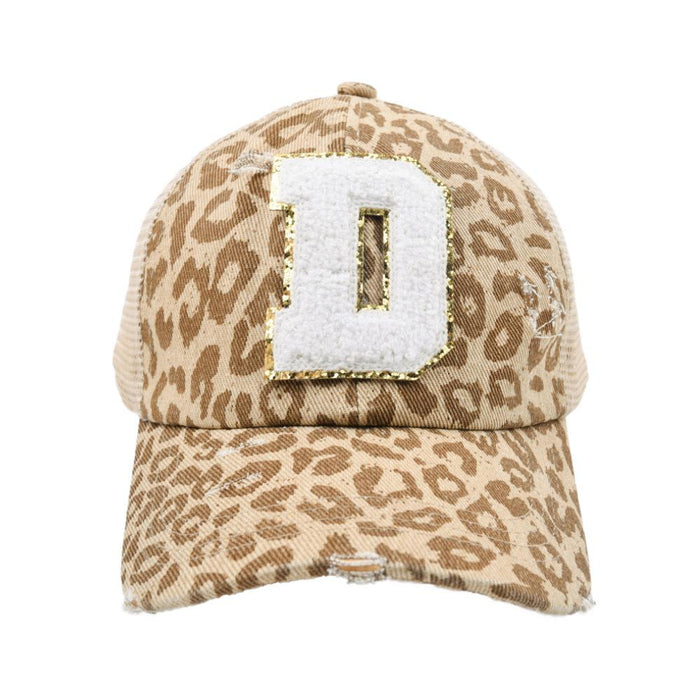 New Leopard 26 Letter Baseball Cap Sports Permeable Mesh Cap