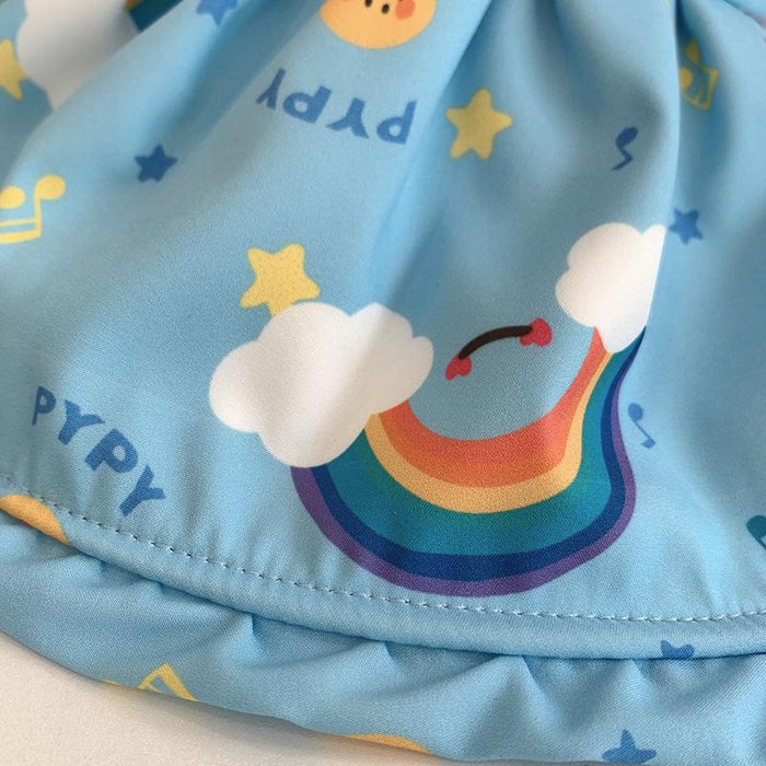 Summer Trendy Cartoon Rainbow Print Children's Big Brim Sunshade Hat