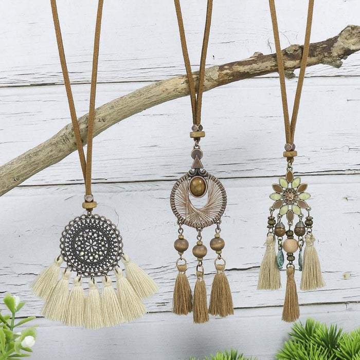 3pcs/set Bohemian Handmade Tassel Pendant Necklace