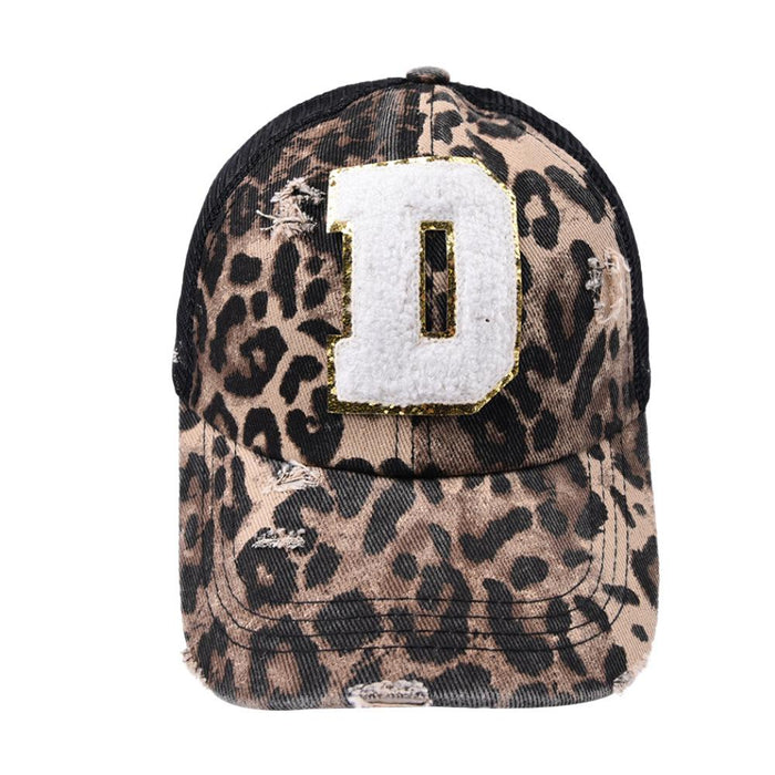 26 Letters Leopard Print Baseball Cap