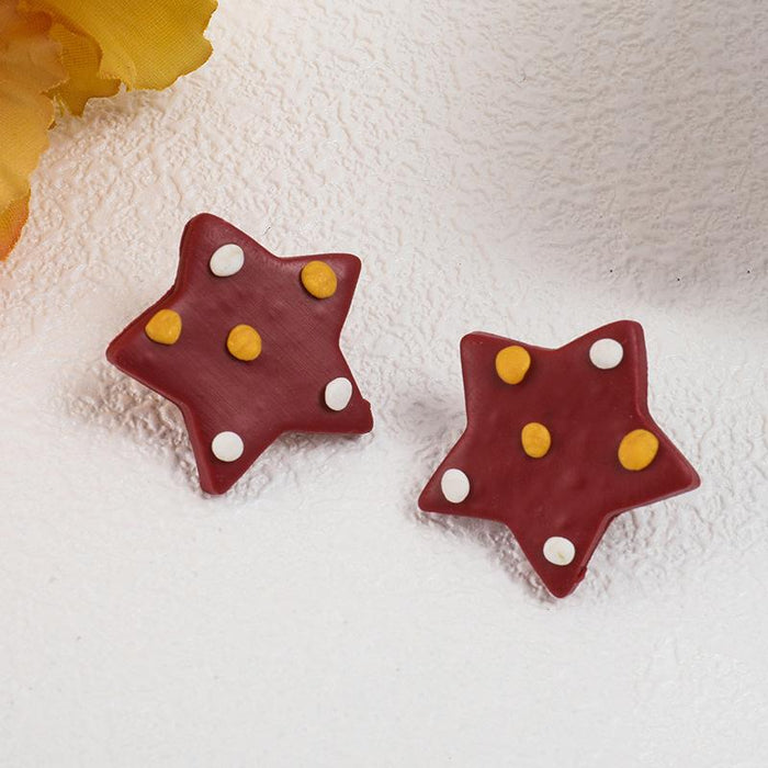 Soft Pottery Colored Stars Simple Temperament Earrings