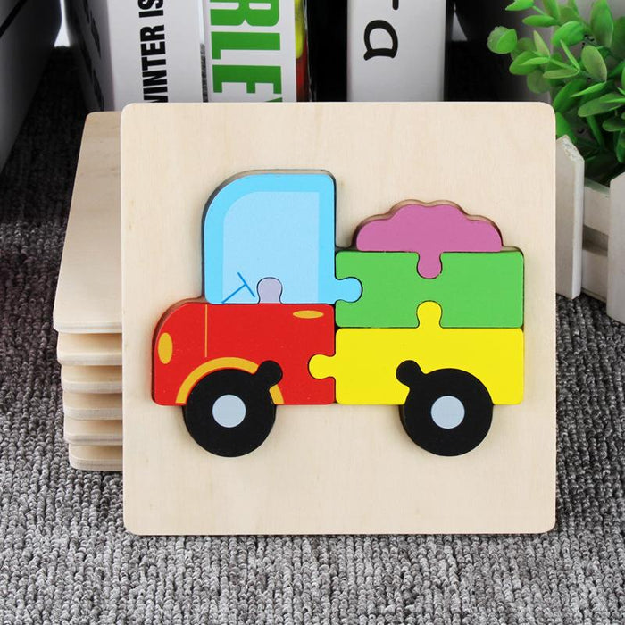 Children's Wooden Cartoon Animal Stereo Puzzle Toy