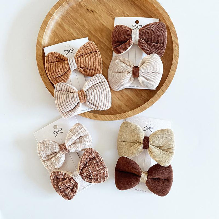 2 Milk Tea Cloth Bow Edge Clips