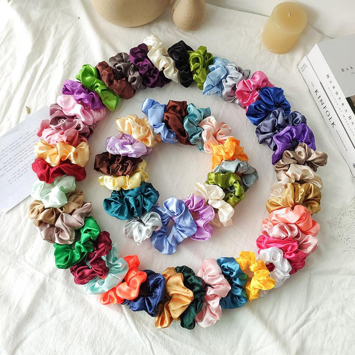 Multicolour Satin Cloth Loop Hair Tie Large Intestine Hair Loop