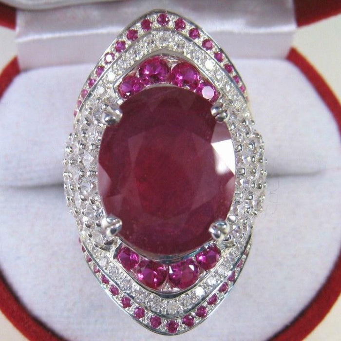 Fashon Jewelry Big Oval Cut Hot Pink Zircon Rings