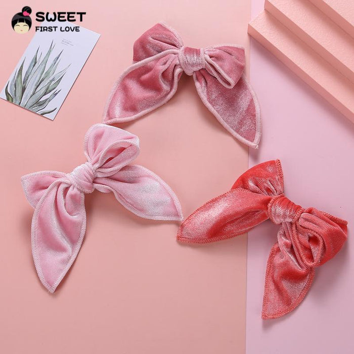 Velvet Bow Dovetail Hairpin Horsetail Clip