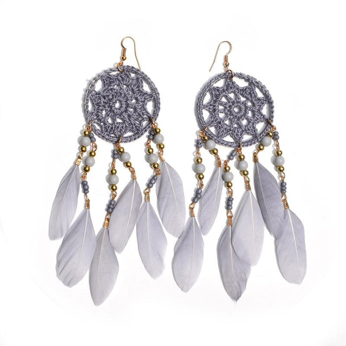 National Style Hand for Dream Catching Feather Earrings