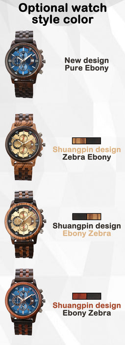 New Men's Business Multifunctional Luminous Wooden Quartz Watch