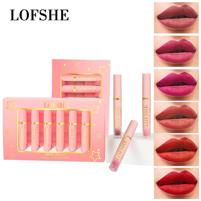 6-colour non stick cup matte lip enamel lipstick