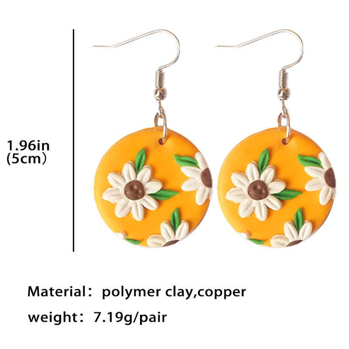 Holiday Wind Sunflower Sunflower Soft Pottery Earrings Ear Hook