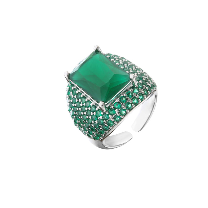 Colourful Square Zircon Inlaid Ring