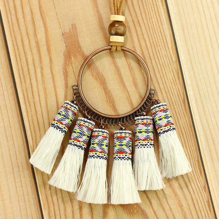 Earring + Necklace Set Handmade Tassel National Style Jewelry