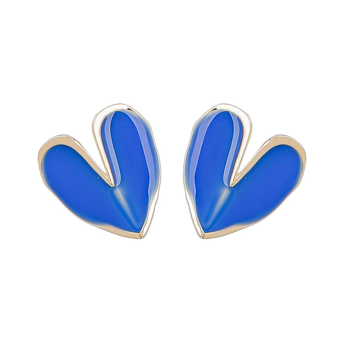 Fashion Simple Love Shaped Alloy Oil Dripping Earrings