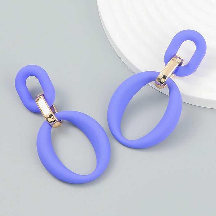 Fashion Simple Pure colour Haze Blue Stud Earrings