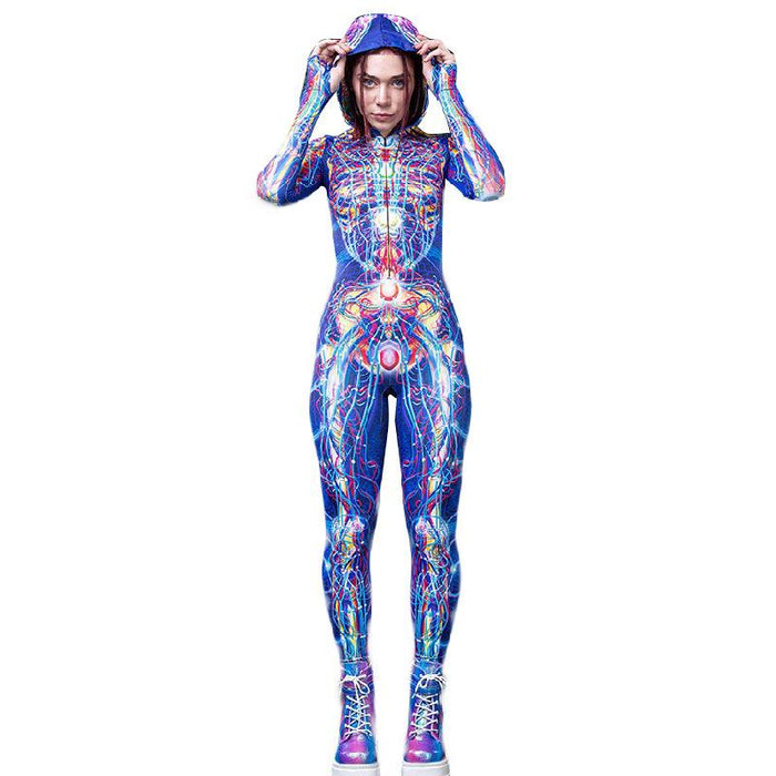 New Halloween Organ Print Role-playing Suit Cosplay Jumpsuit