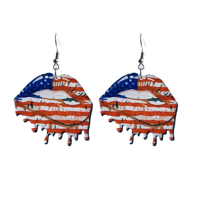 Lip Acrylic Resin Flag Earrings