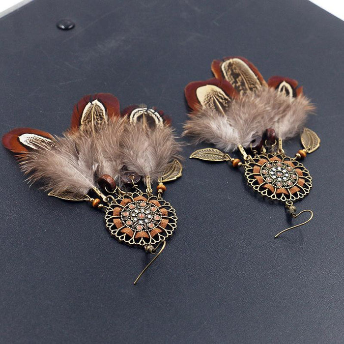 Women's Creative Popular Feather Alloy Earrings Jewelry