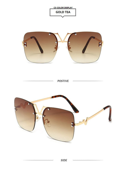 Metal square colour large frame sunglasses