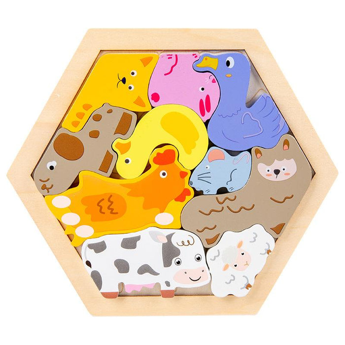 Children's Wooden Three-dimensional Cartoon Puzzle Toy