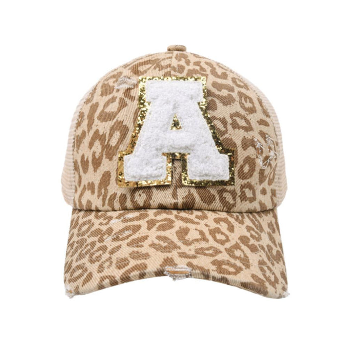 New Leopard 26 Letter Baseball Cap Sports Permeable Mesh Cap