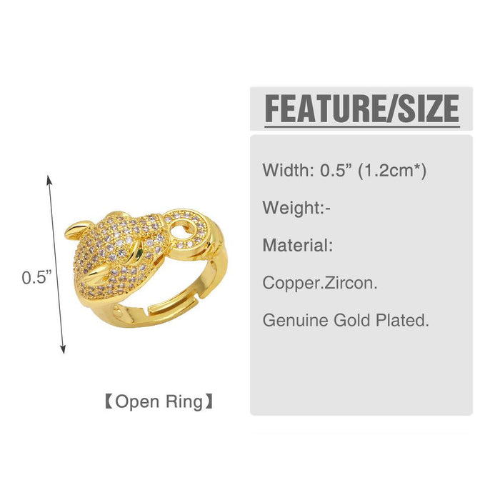 Light Luxury Fashion Leopard Head Opening Adjustable Ring