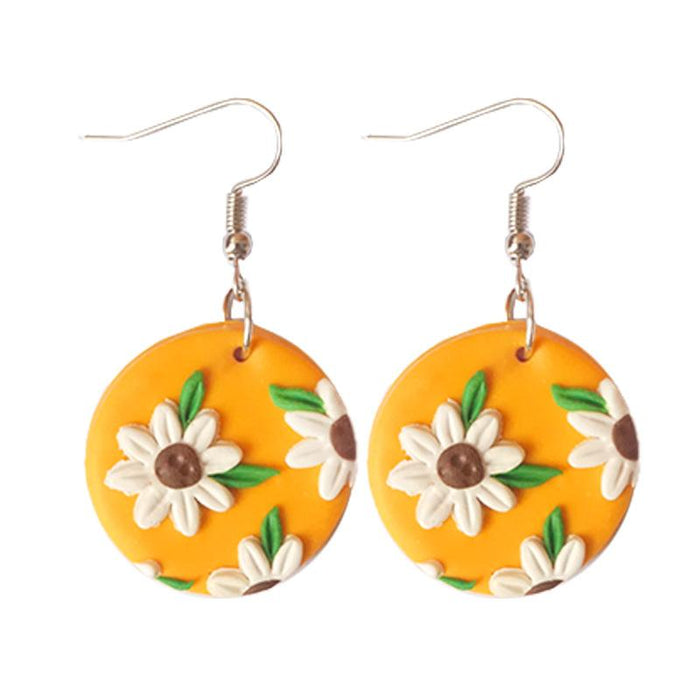 Holiday Wind Sunflower Sunflower Soft Pottery Earrings Ear Hook