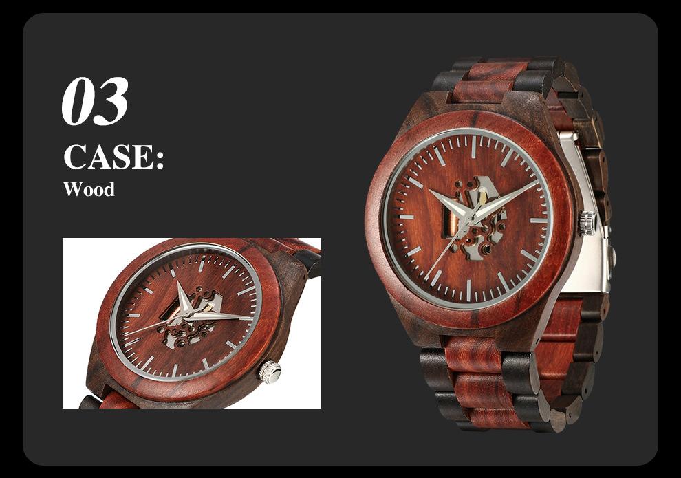 New Men's Hollow Wooden Watch Wooden Quartz Watch