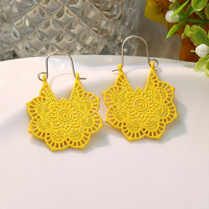 Simple Color Rose Candy Color Geometric U-shaped Earrings Female