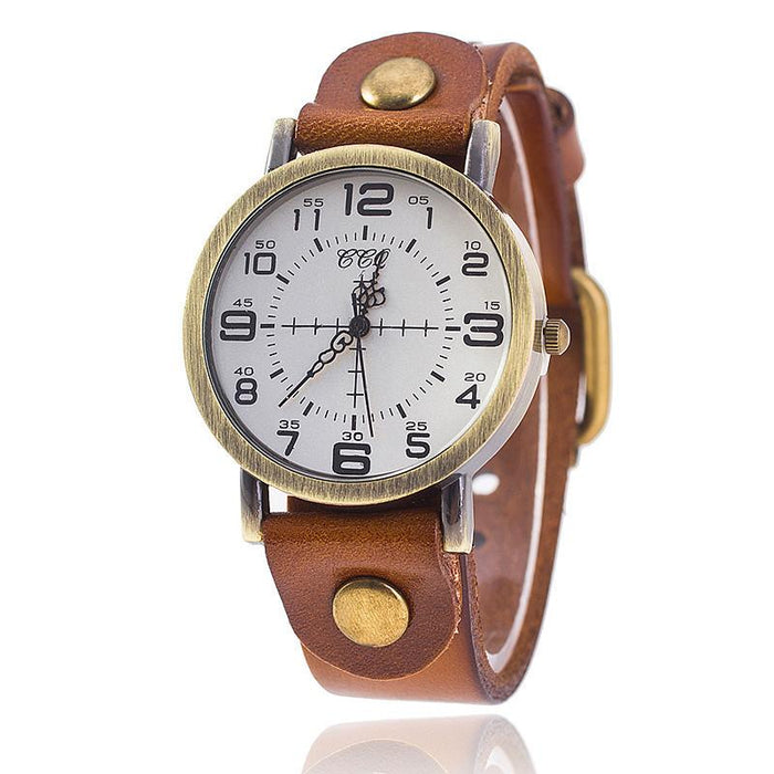 Leather Belt Vintage Neutral Watch Leisure Quartz Women's Wristwatch