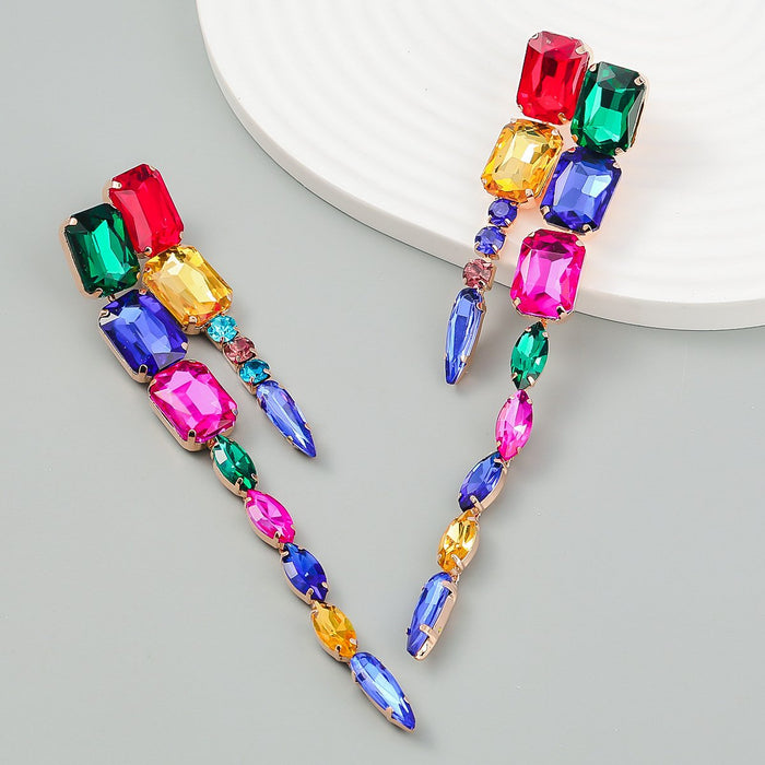 Women's Fashion Pendant Multicolour Rhinestone Earrings