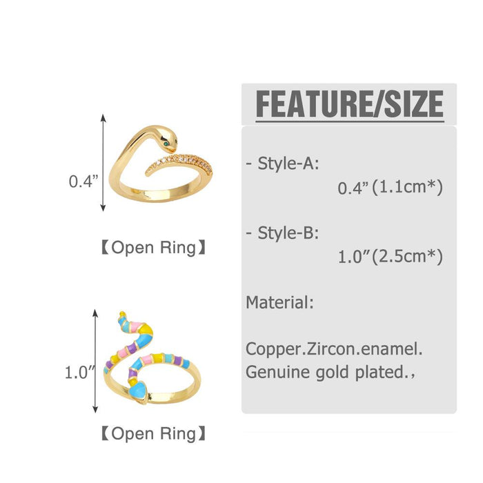 Lovely Color Oil Dripping Personalized Snake Ring