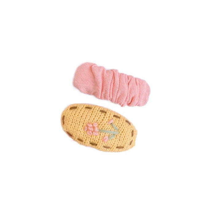 Children's hairpin wool solid color pleated edge clip