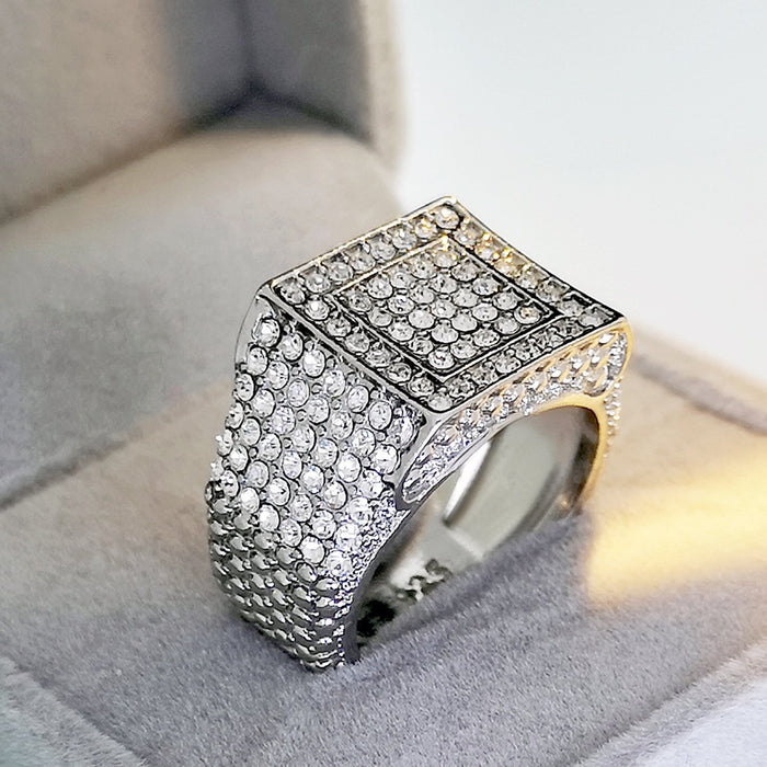 Fashion Square Rhinestone Inlaid Ring