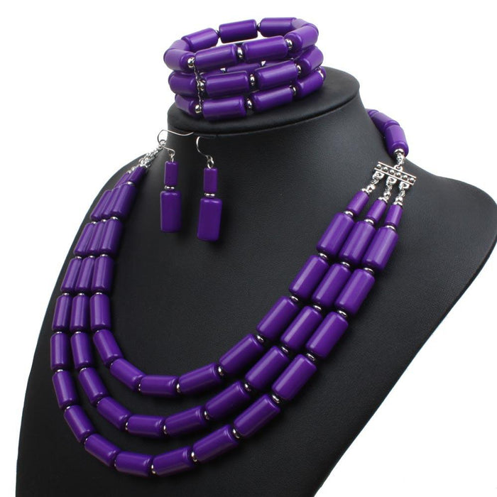 Women's Jewelry BEADED Three Piece Multi-layer Necklace Set